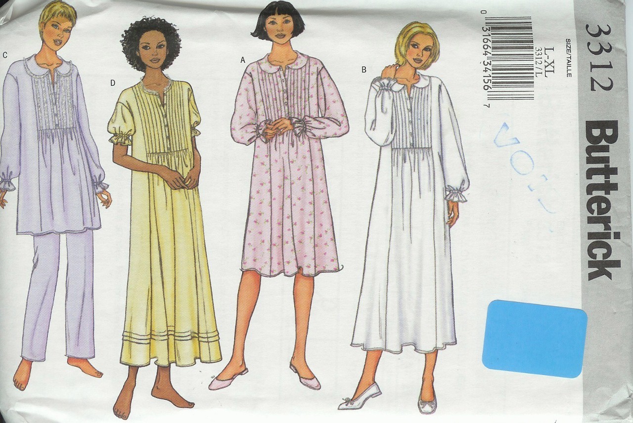 Butterick Sewing Pattern Sleepwear Lounge Wear Misses Plus Size Full ...