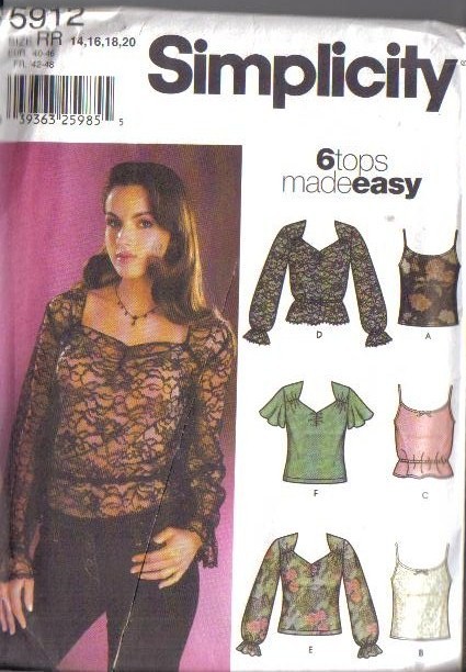 OOP Simplicity Sewing Pattern Misses Tops Blouses Tunics Plus Size Full ...