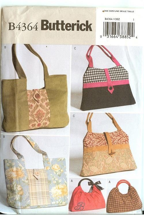 OOP Butterick Sewing Pattern Purses Handbags Bags Back Pack Accessories ...
