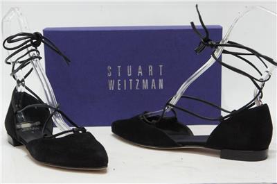 STUART WEITZMAN LACE UP SUEDE LEATHER BALLERINA FLATS SHOES 7 398