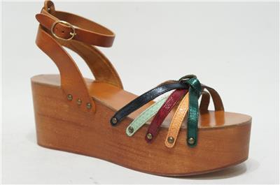 ISABEL MARANT MUILTI-COLOR LEATHER ZIA WEDGE SANDALS SHOES