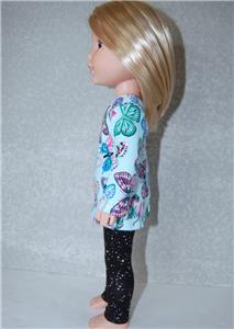 Pants /& Top for 14.5/" Wellie Wishers Doll Clothes TKCT handmade Llama//Black