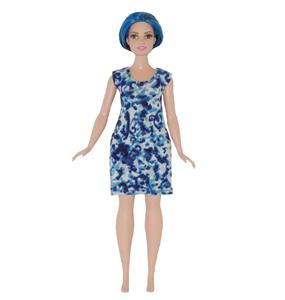 Short Dress made for Curvy Barbie Fashionista Doll Clothes TKCT Blue-White
