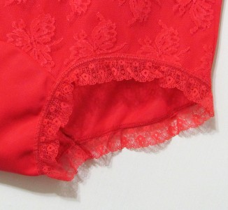 Vintage Adonna Red Nylon Lace Ruffle Trim Nylon Panties Lingerie ...