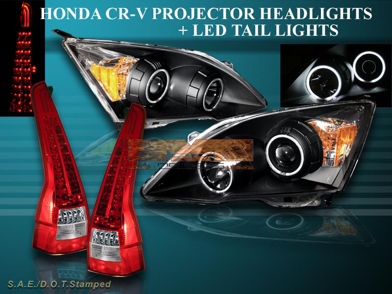2007 2008 2009 2010 2011 HONDA CR-V CCFL DUAL HALO PROJECTOR HEADLIGHTS BLACK 