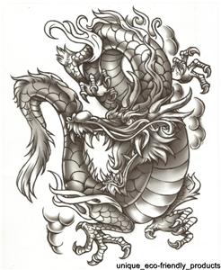 Dragon Super Size Extra Large Grey And Black 6 25 X 8 Awesome Temporary Tattoo Ebay