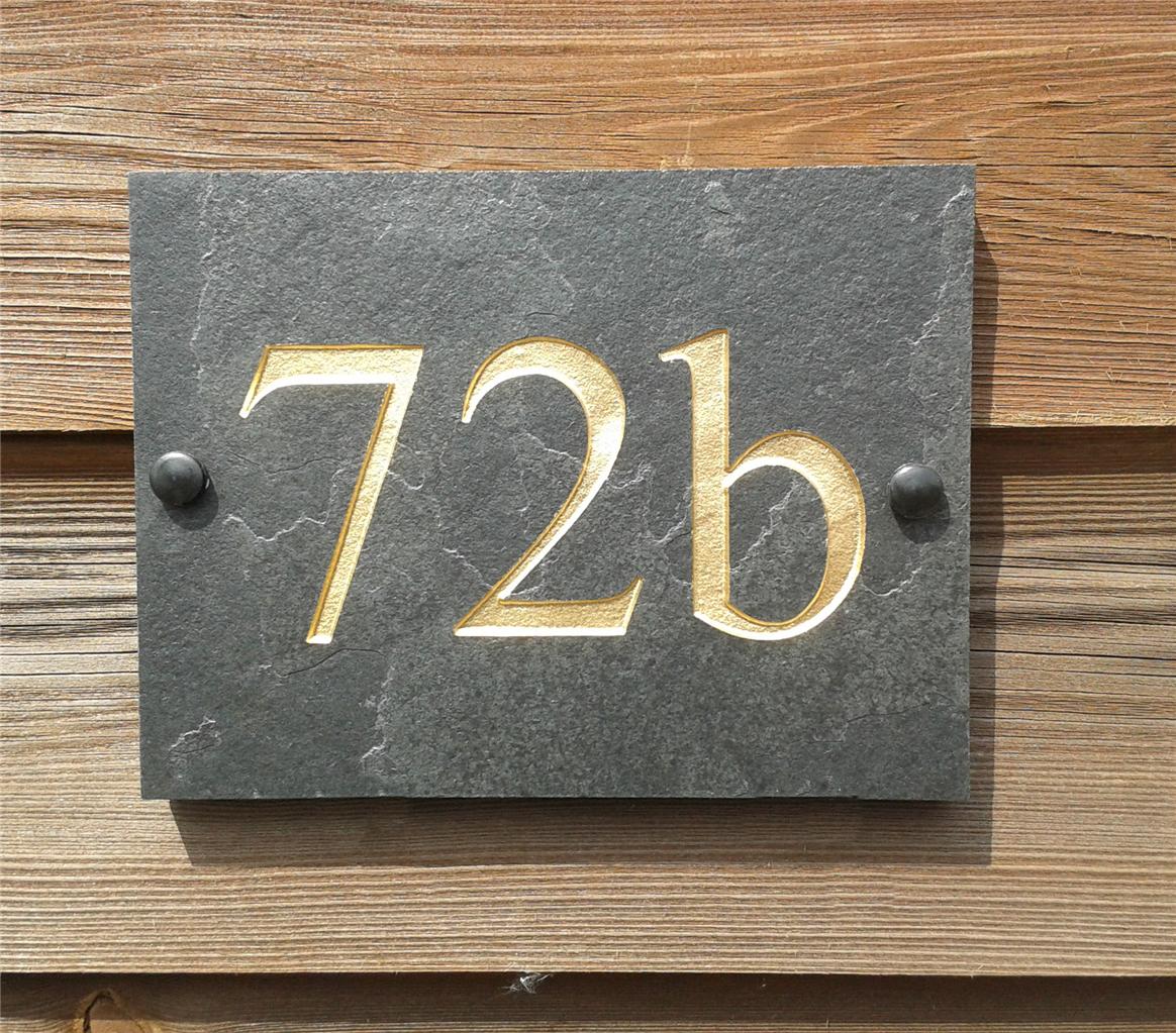 Plaque De Porte En Ardoise Naturelle Gravée - Personnalisable - Style Artisanal - Extérieur