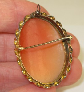 Late Victorian 10K Gold Cornelian Shell Cameo Pin/Pendant ~Circa 1890's ...