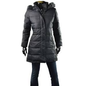 DKNY Puffer Coat Womens Donna Karan Faux Fur Trim Down Long Jacket Size ...