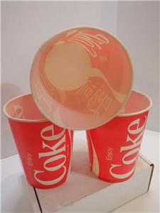 3 Vintage New Rare 80s Enjoy Coke Coca-Cola Red & White Wax Coated