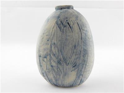 Vintage Carn Ceramica Penzance Cornwall Vaso Bianco Blu Tulip Disegno Floreale Ebay