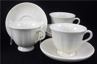 Wedgwood QUEENS PLAIN 3 Cup & Saucer Sets + Extra Saucer 502218