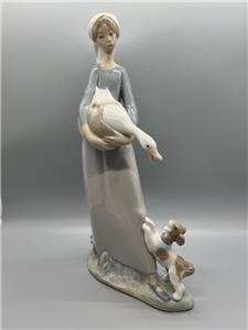 Lladro Children with Animals Girl with Goose and Dog Figurine