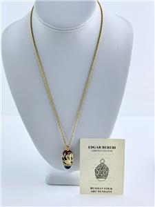 Edgar Berebi Limited Edition Russian Folk Art Egg Pendant Necklace