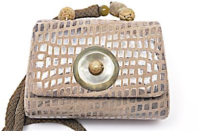 Rafael Sanchez Sand Suede Evening Bag Braided Shoulder Strap Beads Rafael Sanchez Sand Suede Evening Bag Braided Shoulder Strap Beads 7 X 5