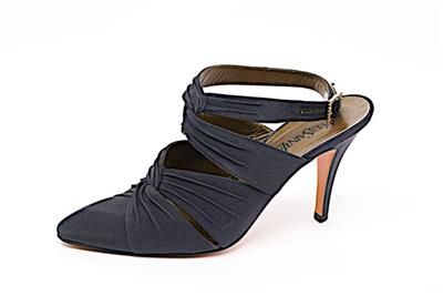 YVES SAINT LAURENT Black Nylon 'Knot' Evening Ankle Strap Heels