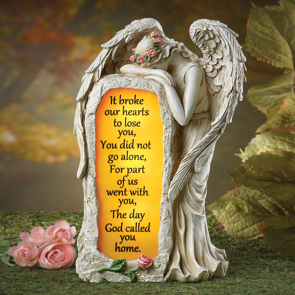 Weeping Angel Solar Lighted Memorial Garden Statue Loved One