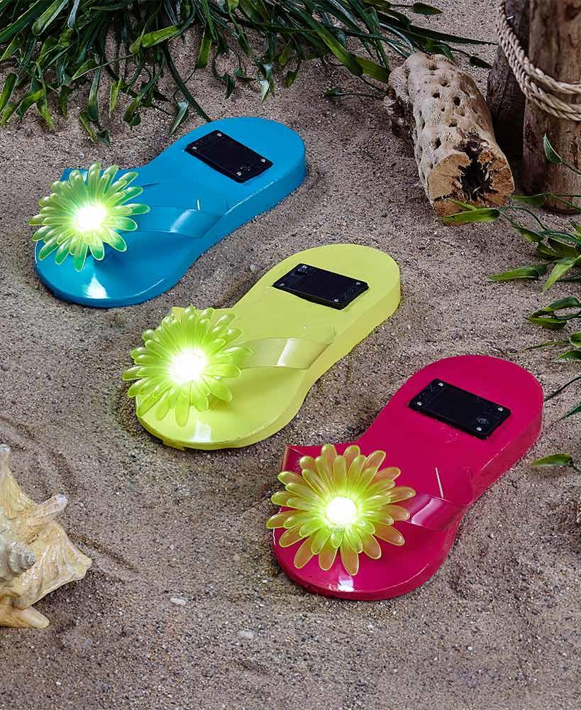 Solar Lighted Flip Flops Outdoor Garden Wall Or Pathway Pool Area Solar Lighted Flip Flops Outdoor Garden Wall Or