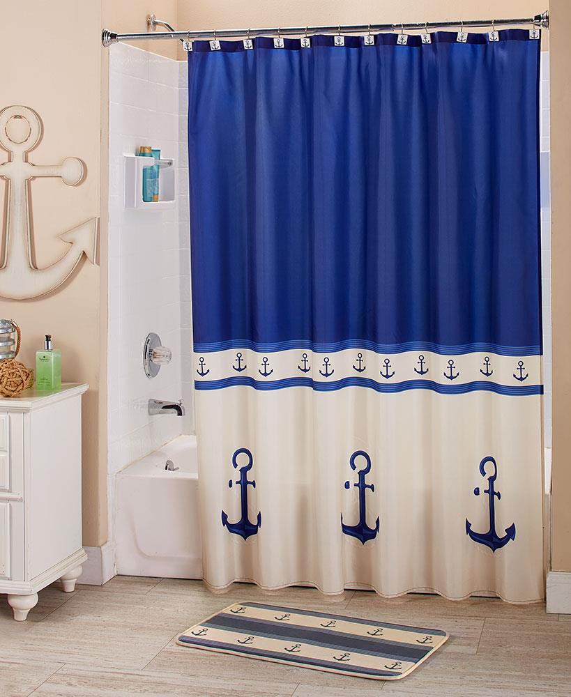 Details About Nautical Blue Ship Anchor Bathroom Collection Shower Curtain Hooks Sink Set Rug Details About Nautical Blue Ship Anchor Bathroom Collection Shower Curtain Hooks Sink Set Rug