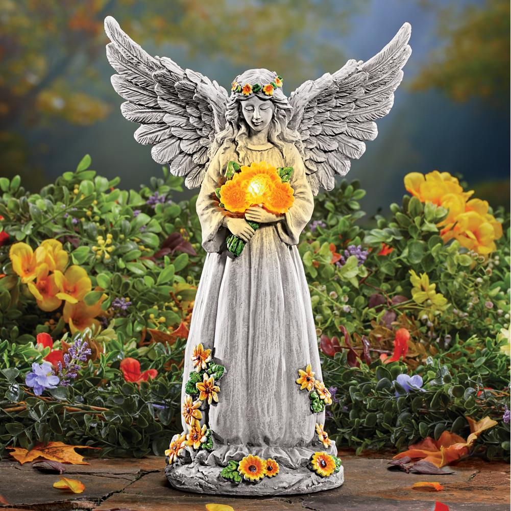 Forever In Our Hearts" Solar Lighted Memorial Garden Praying Angel