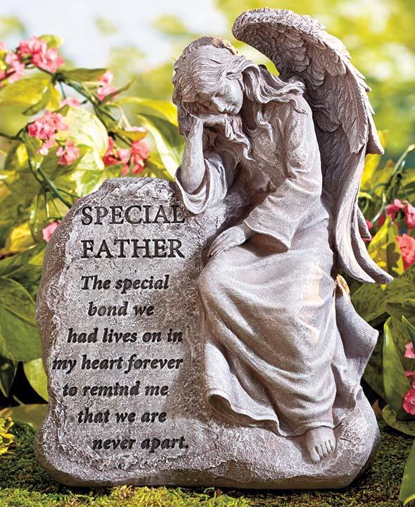Father Dad Memorial Grieving Angel Statue Cemetery Grave Stone