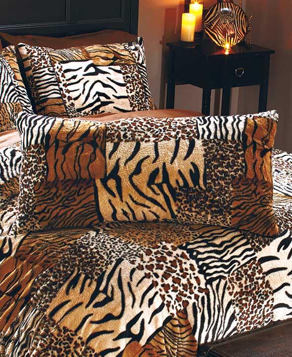 New Safari Faux Fur Animal Print Bedding Comforter Sham Pillow Full ...