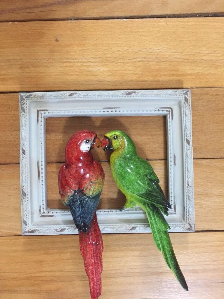 Tropical Paradise Island Birds Macaw Parrots Metal Wall Art Sculpture