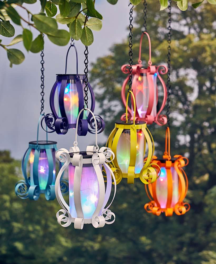 lighted hanging lanterns