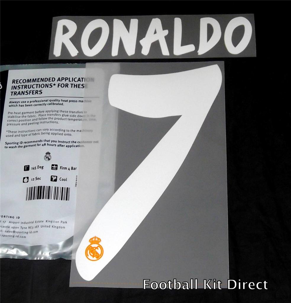 Real Madrid Ronaldo 7 La Liga Football Shirt Name Set 2013/14 Away Sporting ID 
