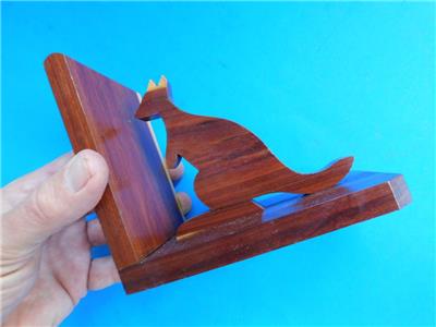 Australian Native Mulga Wood Kangaroo Book Ends Circa 