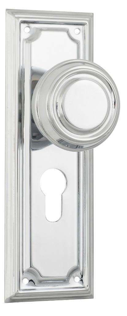 par de manijas de puerta eduardianas cromadas pulidas, placas traseras de perilla redonda, 185 x 60 mm - Imagen 7 de 7