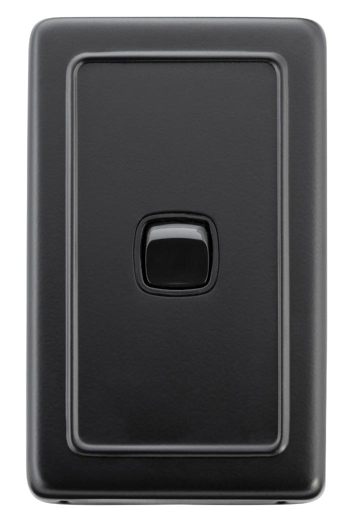 72 x 115 mm Matt Black 1 gang rocker switch,deco,heritage TH 5342 - Picture 1 of 5