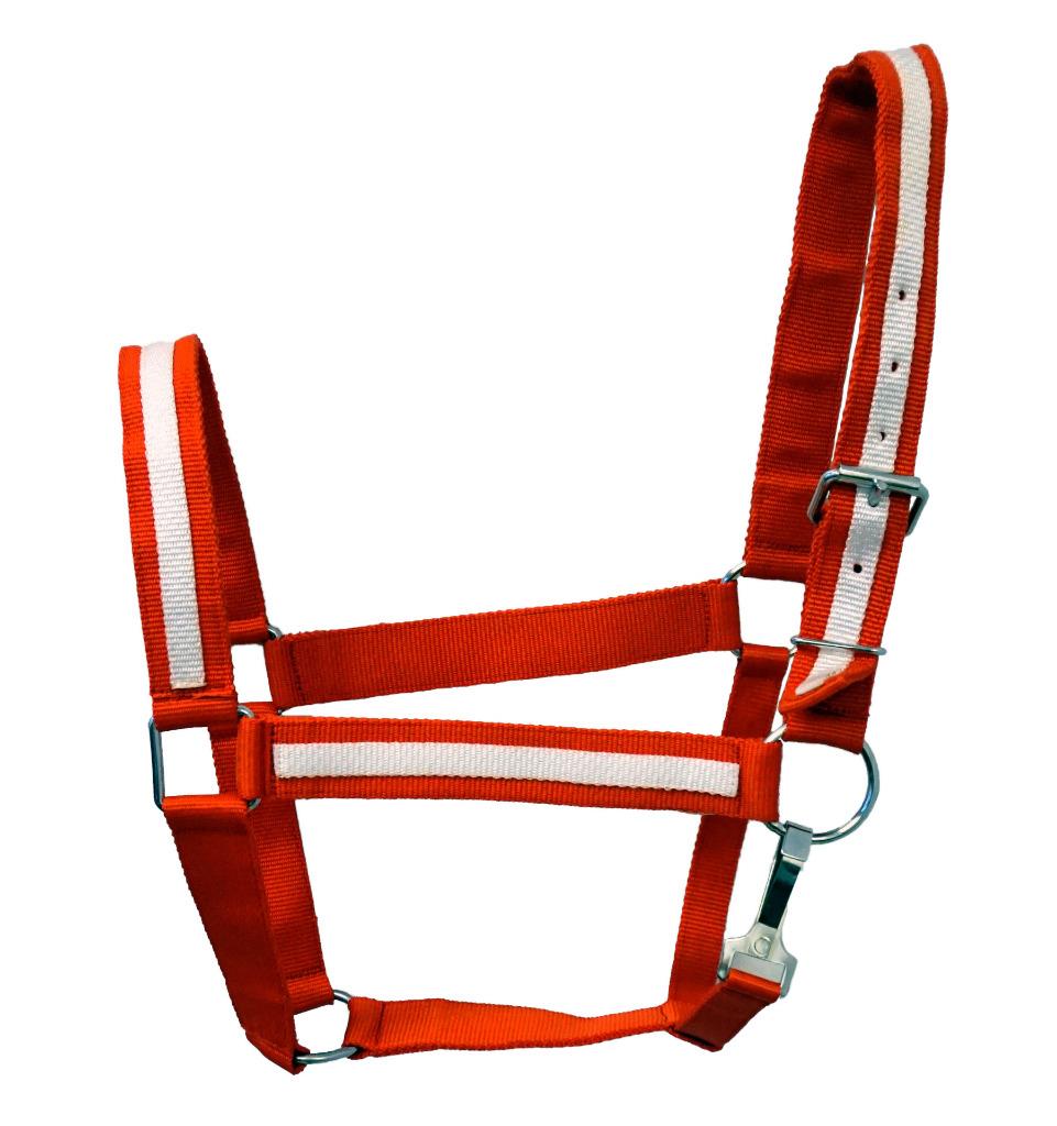 HNP Depot Fancy White Striped Nylon Adjustable Draft Horse 5 colors Halter Sale! - Picture 4 of 7