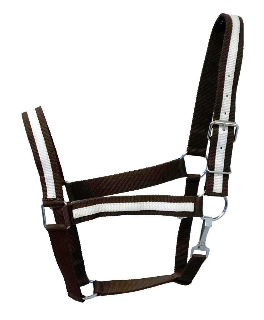 HNP Depot Fancy White Striped Nylon Adjustable Draft Horse 5 colors Halter Sale! - Picture 3 of 7
