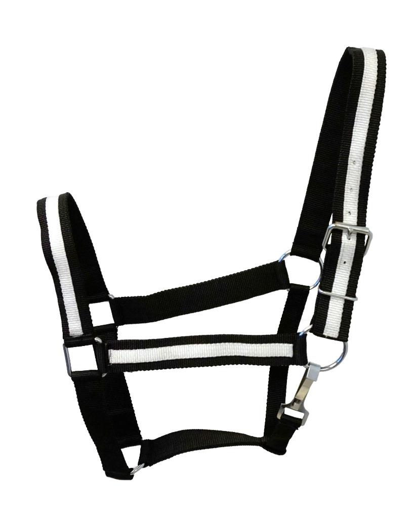 HNP Depot Fancy White Striped Nylon Adjustable Draft Horse 5 colors Halter Sale! - Picture 2 of 7