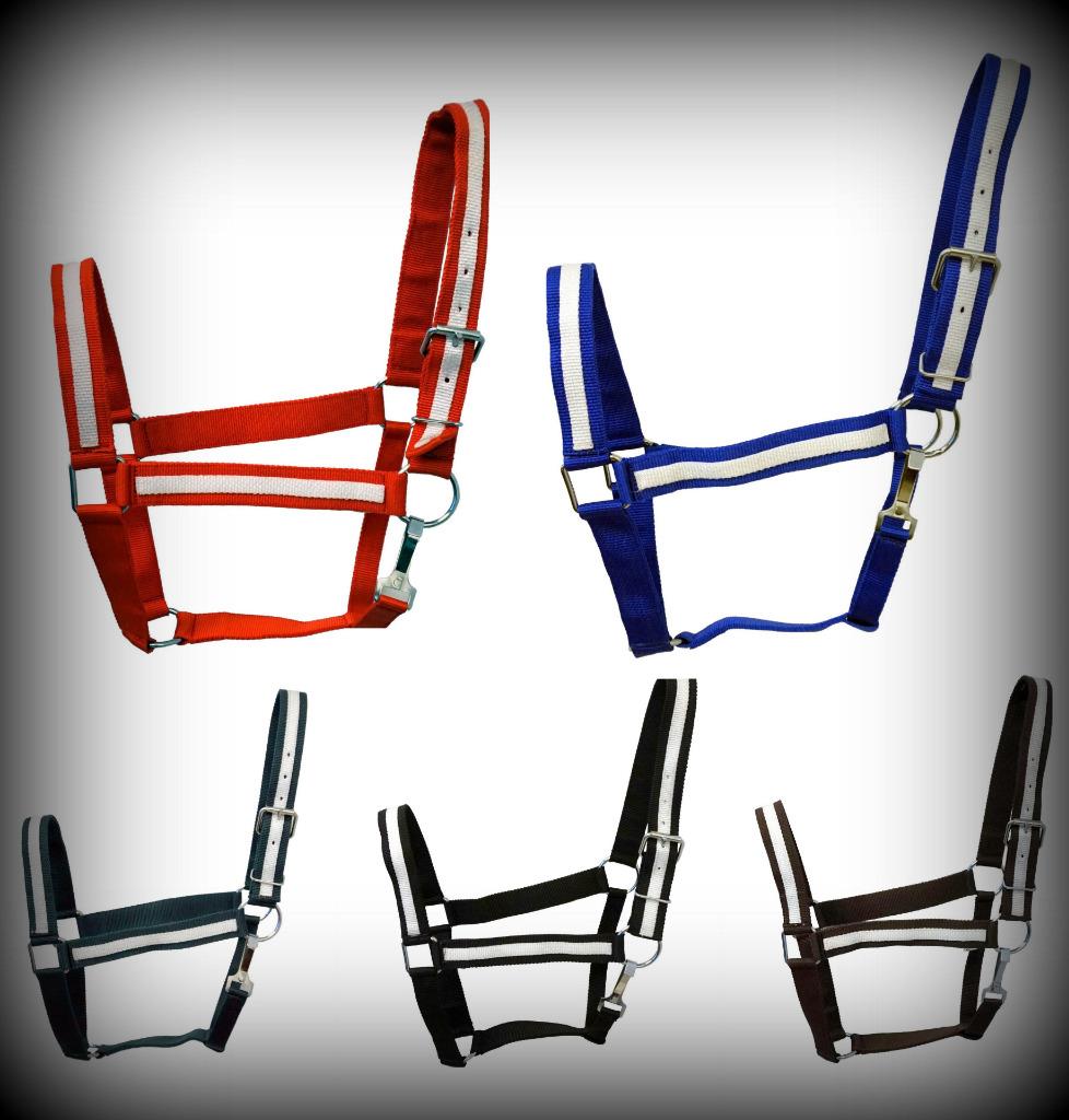 HNP Depot Fancy White Striped Nylon Adjustable Draft Horse 5 colors Halter Sale! - Picture 5 of 7