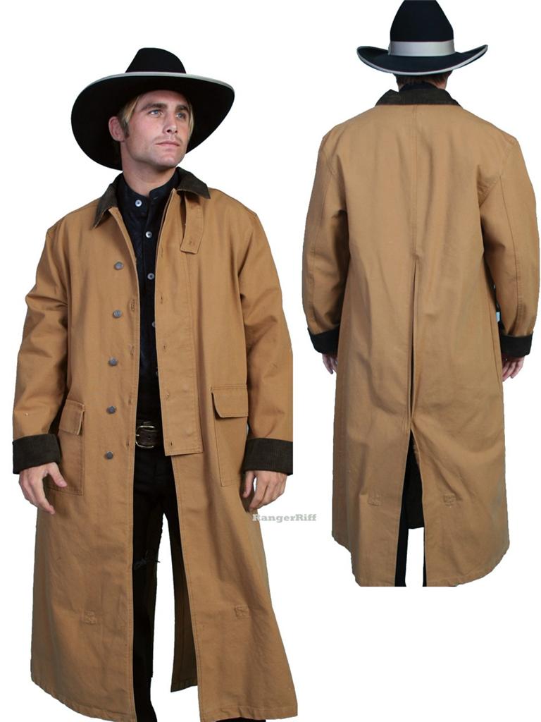 Men's Cowboy Duster Coat Scully Wahmaker Black Range Tan Brown West ...