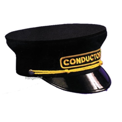 Railroad Conductor Hat Train Black Mens Cloth Rental Quality Visor Cap ...