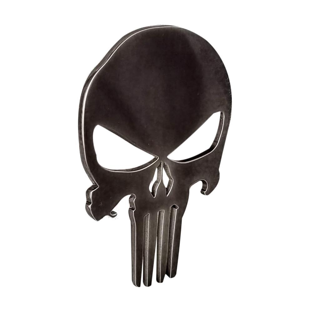 8" Car Grille Badge Emblem Billet Punisher Satin Brushed Double Dark