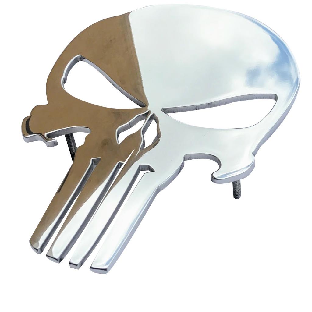 6" Car Grill Badge Emblem Billet Punisher Logo Aluminum Polish Finish