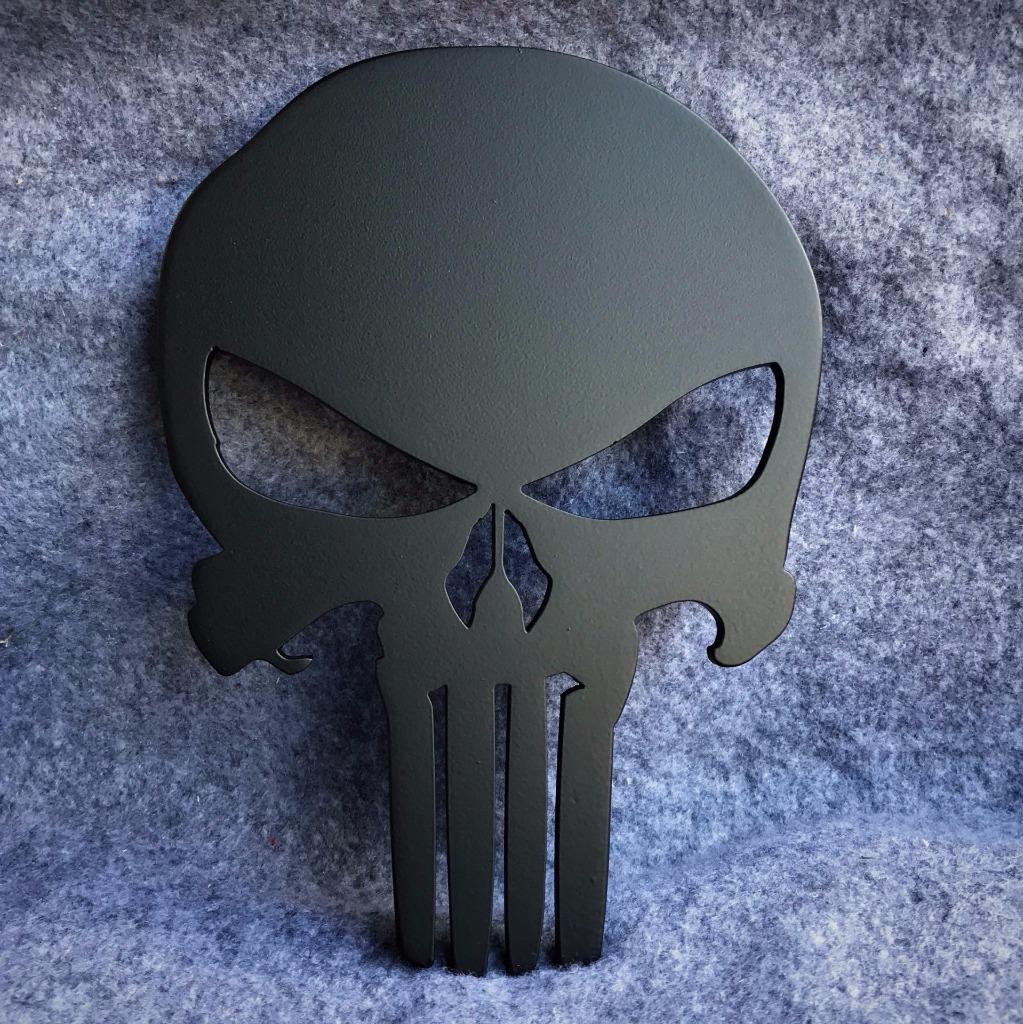 4 inches Car Grille Badge Emblem Billet The Punisher Logo Matte Black