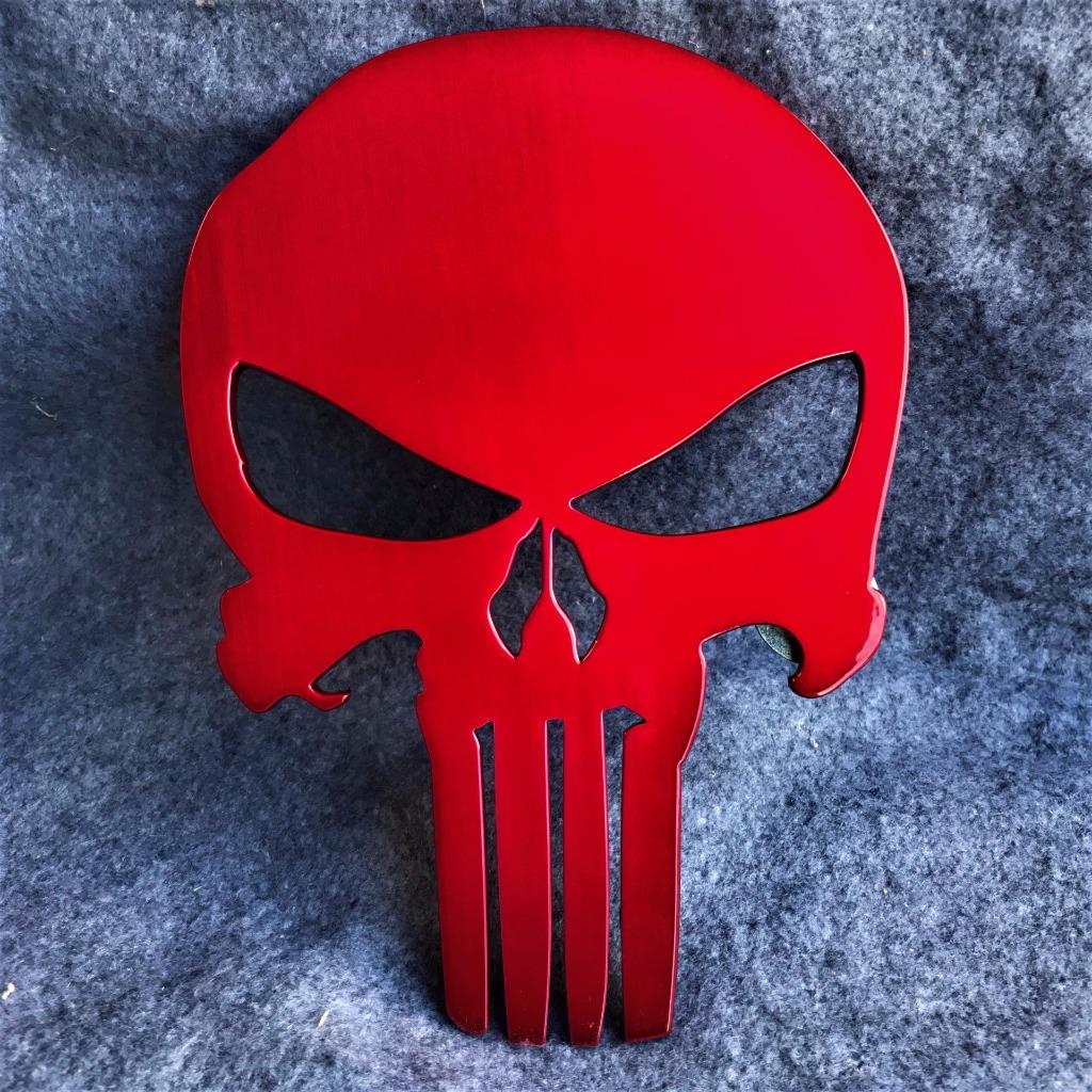 8" Car Grill Badge Emblem Billet Punisher Logo Aluminum Satin Brushed