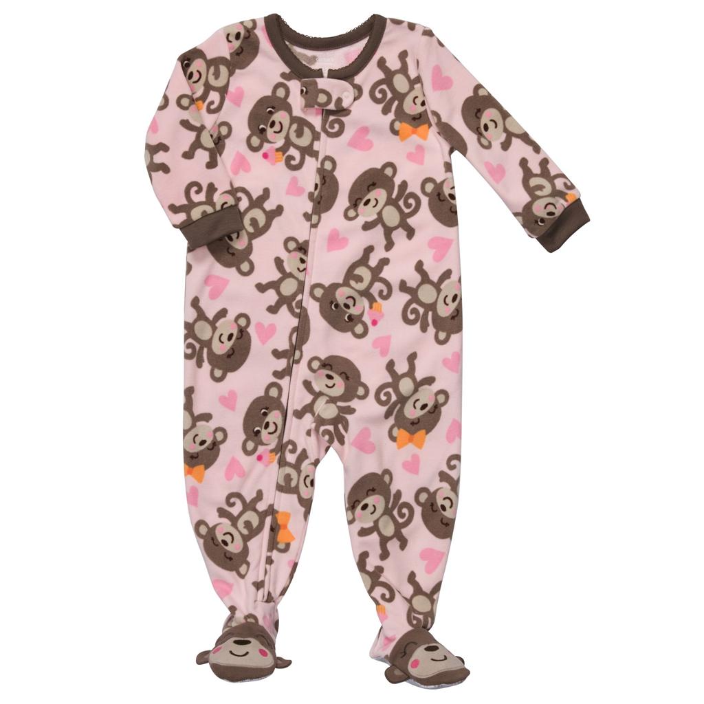 Carters Toddler Fleece Monkey N Hearts Pink Tan Brown Blanket Sleeper eBay