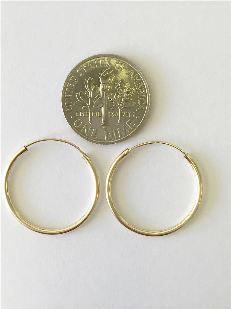 14k 10mm 12mm 16mm 20mm 25mm Yellow Gold Hoops Endless Hoop Earrings 14k 10mm 12mm 16mm 20mm 25mm Yellow Gold