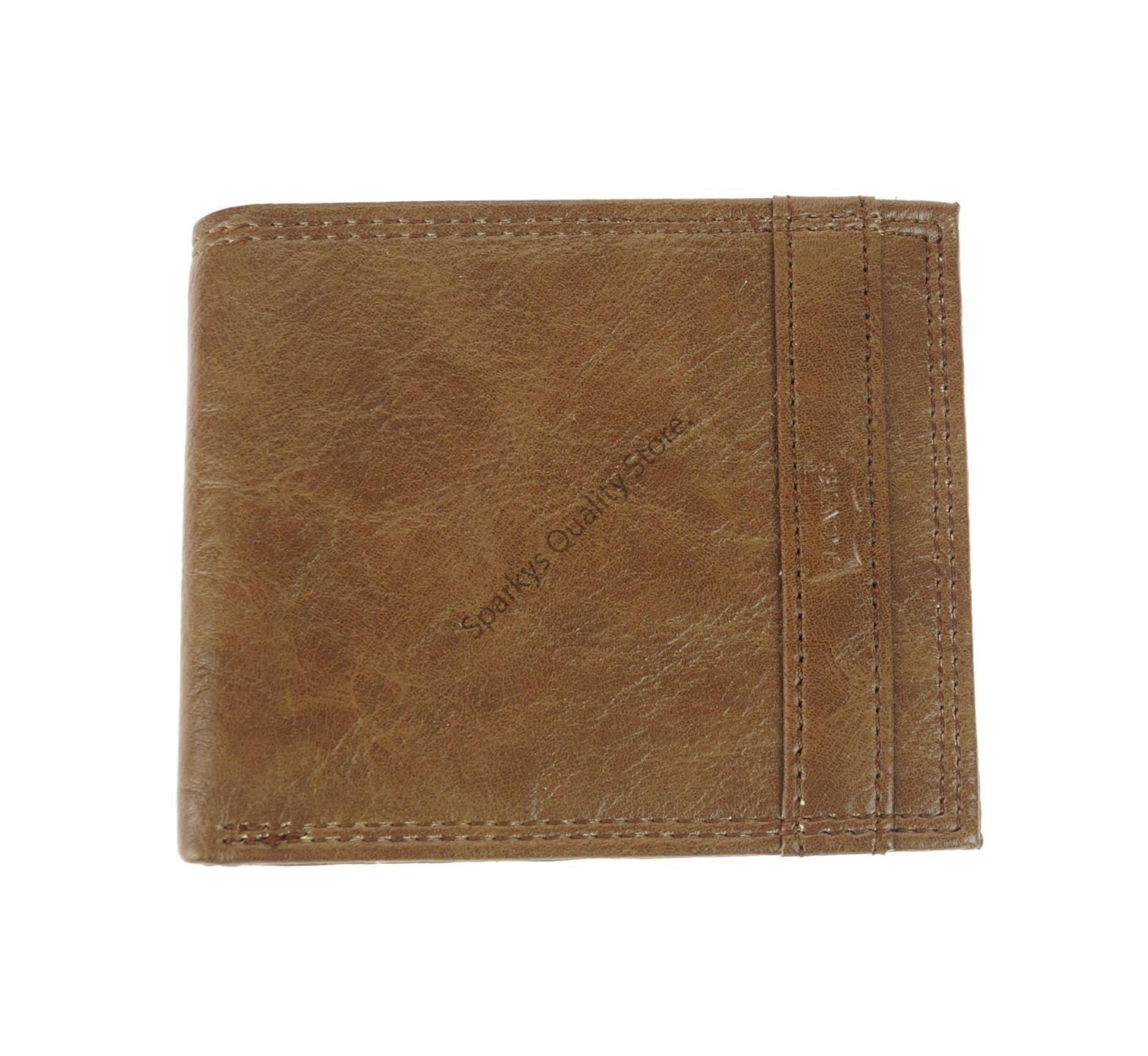Auténtica billetera de cuero Levi's bronceada doble plegable protección RFID ventana solapa lata - Imagen 8 de 8
