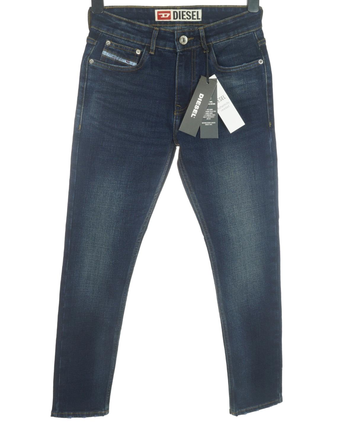 Mens Authentic Diesel Thavar Stretch Denim Jeans Slim Skinny Fit Super Flex Blue - Picture 19 of 20