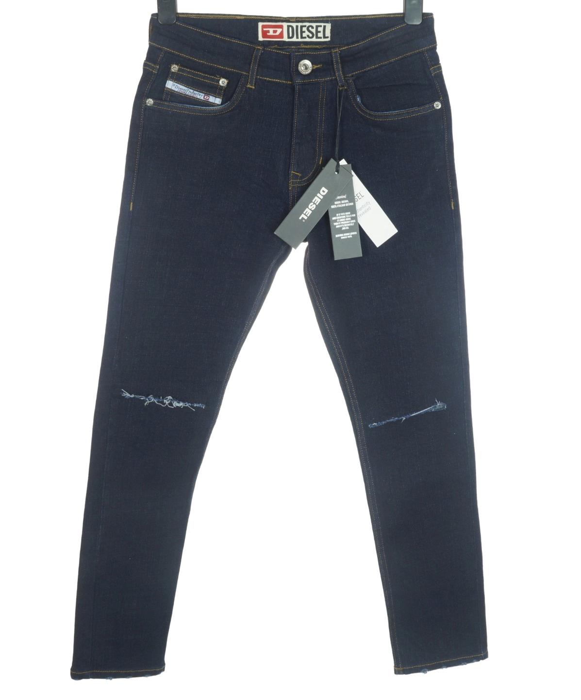 Mens Authentic Diesel Thavar Stretch Denim Jeans Slim Skinny Fit Super Flex Blue - Picture 17 of 20