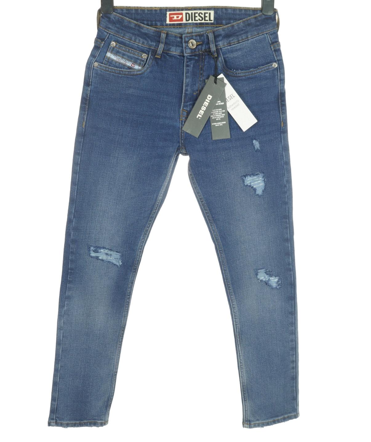 Mens Authentic Diesel Thavar Stretch Denim Jeans Slim Skinny Fit Super Flex Blue - Picture 18 of 20