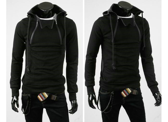 NEW Men's Stylish Casual Punk Slim Fit Zippered Hooded Hoodies ...