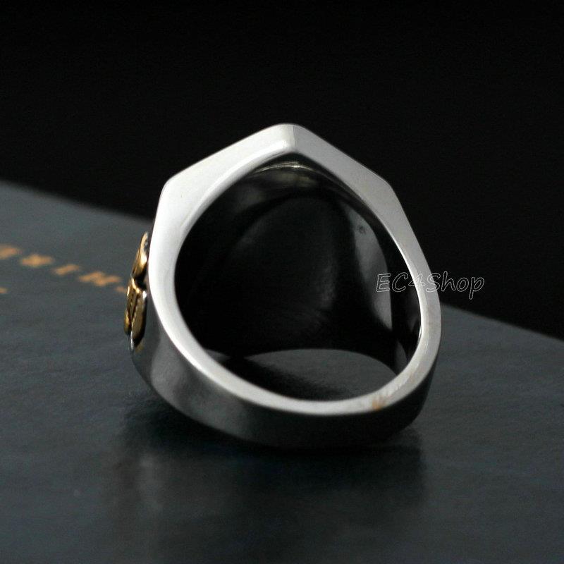 número 13 Anillo De Acero Inoxidable 1/% er Outlaw Biker Para hombre Vintage Oro Viernes Negro